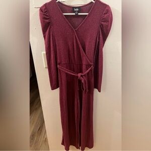 By & By Girl Jumpsuit Size Medium (10/12) Mauve Puffed Sleeve Belt
